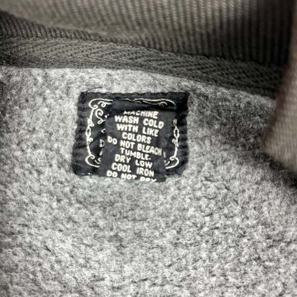 Lucky Brand Zip Up Hoodie Women’s Medium Dark Grey Vintage Y2K Boho Flower Print - Picture 4 of 9